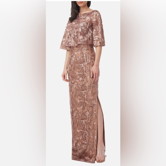 NWT Nordstrom JS Collections Metallic Long Evening Dress Size 4 - Picture 1 of 10